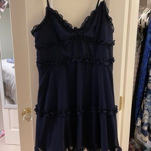 B Darlin Juniors' V Neck Navy Ruffle Dress